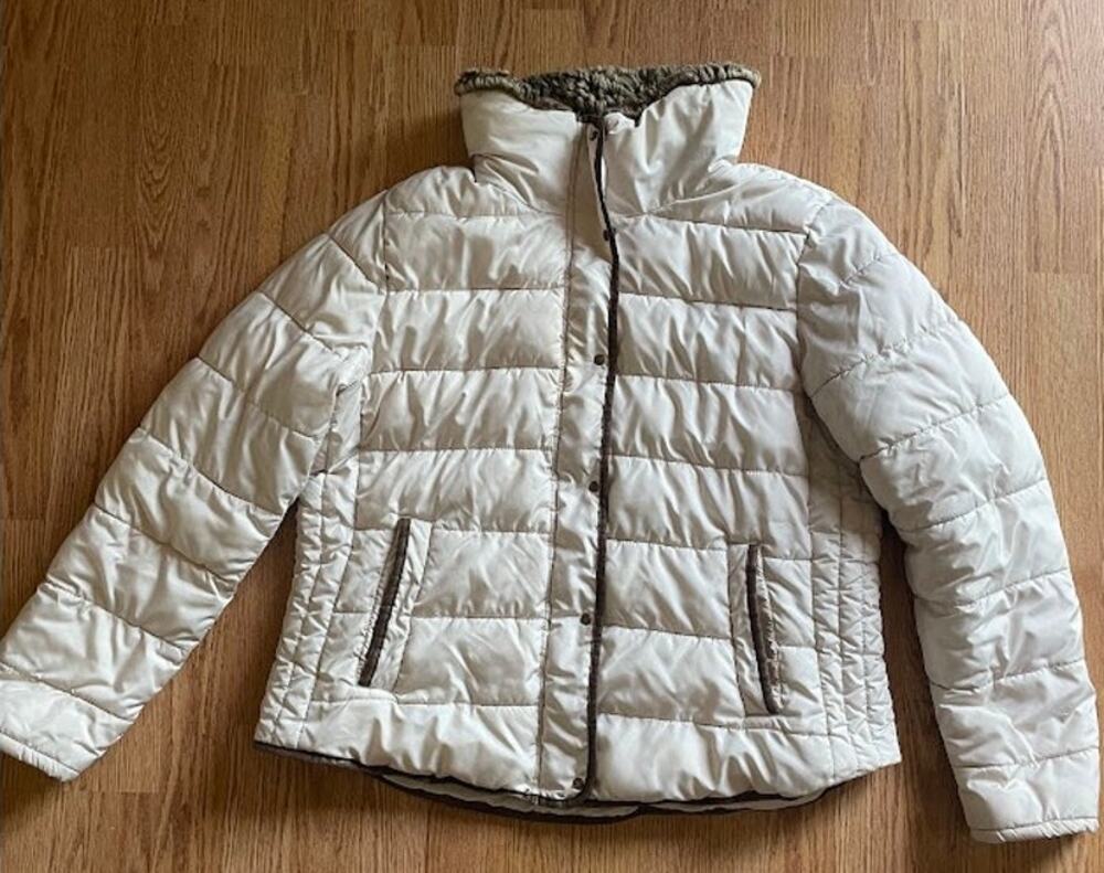 Old Navy Frost Free Cream Vintage Puffer Faux Fur Collar Puffer XL Quilted Coat